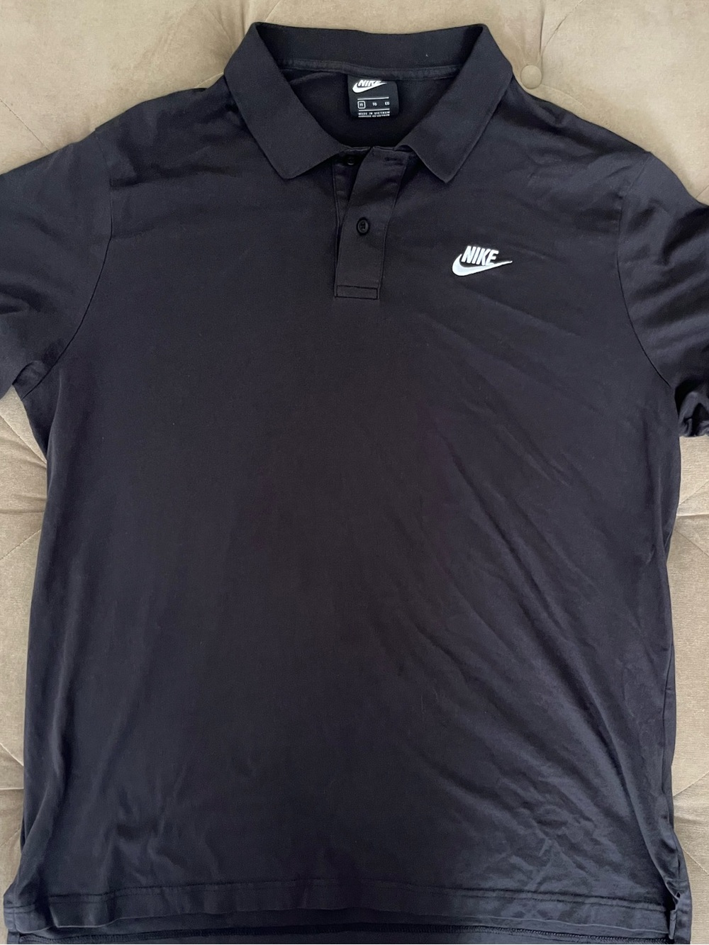 Nike Men's Black Polo with White Swoosh size XL